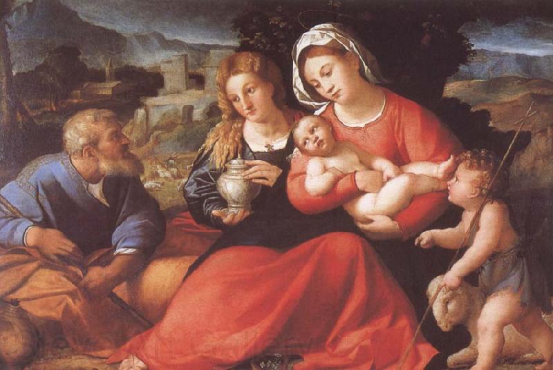 Palma Vecchio The Holy Family with Mary Magdalene and the Infant Saint John France oil painting art